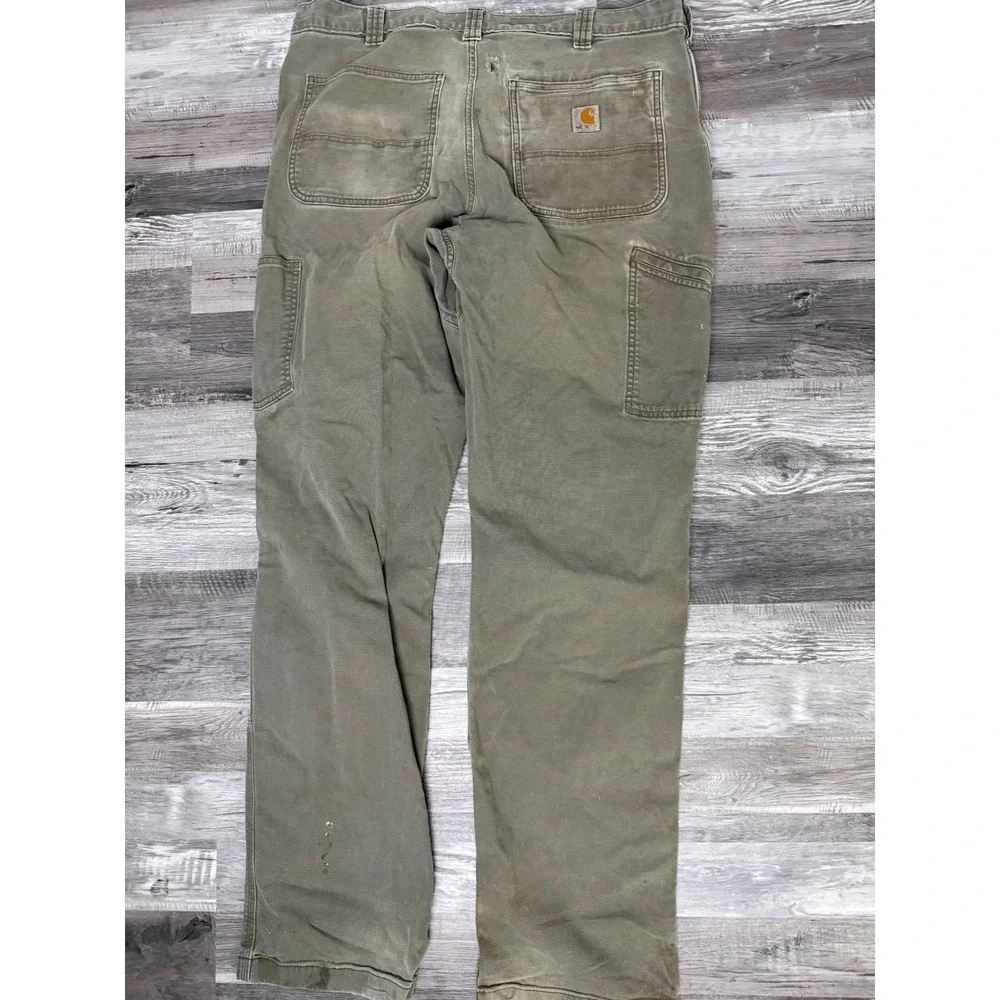 Carhartt Mens 36x36 Relaxed Fit Double Knee Work Pants Olive Green Canvas 102802